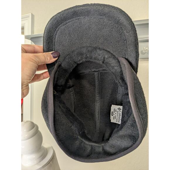 COLUMBIA Vintage Unisex Small Medium Land Roamer Ear Flap Fleece Cap Hat Black - Picture 4 of 7